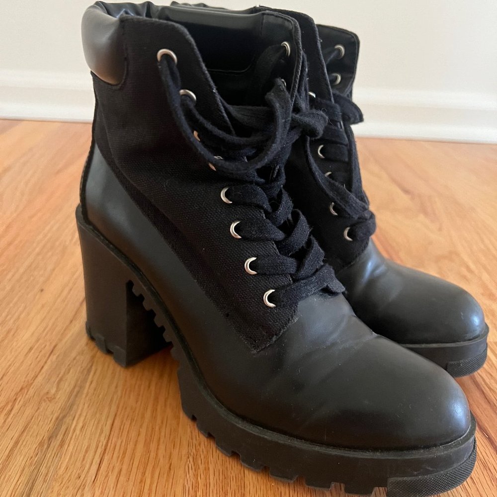 Black Zara platform lace-up boots